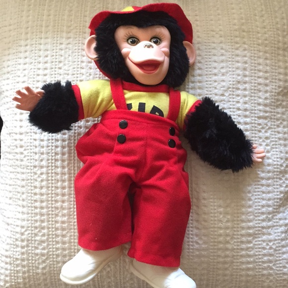 1970 stuffed monkey with banana
